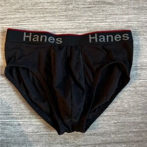Hanes Men's Black Briefs with Red Trim